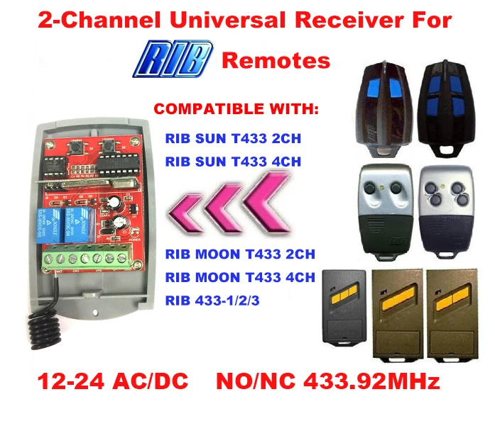 

RIB Remote Control fixed code Receiver 433.92MHz 12-24 AC/DC