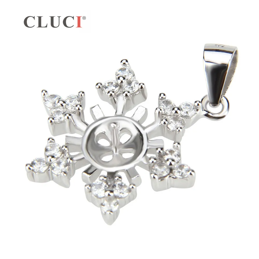 925 Sterling Silver Snowflake Shaped Pearl Pendant Mounting Silver 925 Charms Pendant Women Fine Jewelry CLUCI SP080SB