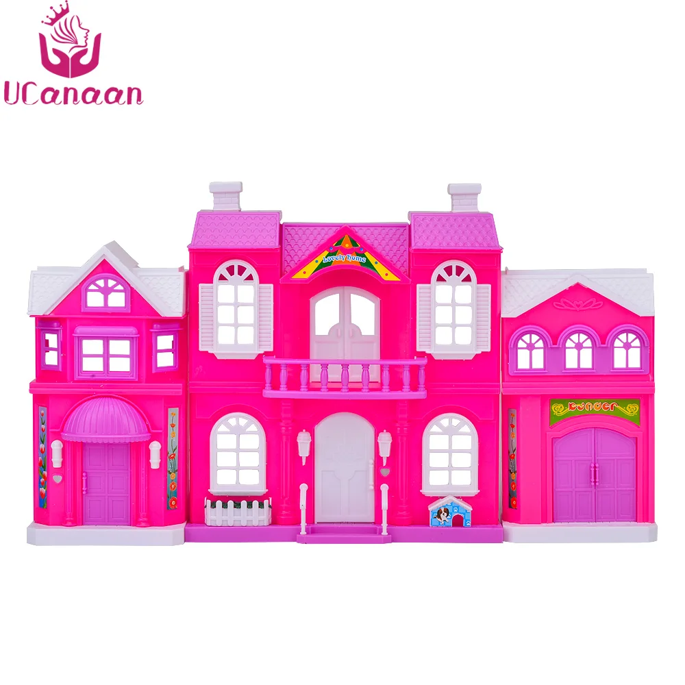 

UCanaan Mini House Toys Luxury Villas Furniture Accessories for Barbie Doll Kids DIY Play House Toy Children Best Birthday Gifts