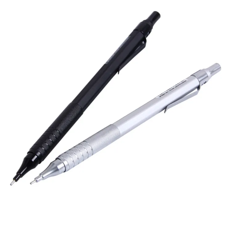Автоматический чертёжный карандаш, 0,5 мм размер свинца, металлический черный серебряный баррель механический карандаш 1 штука