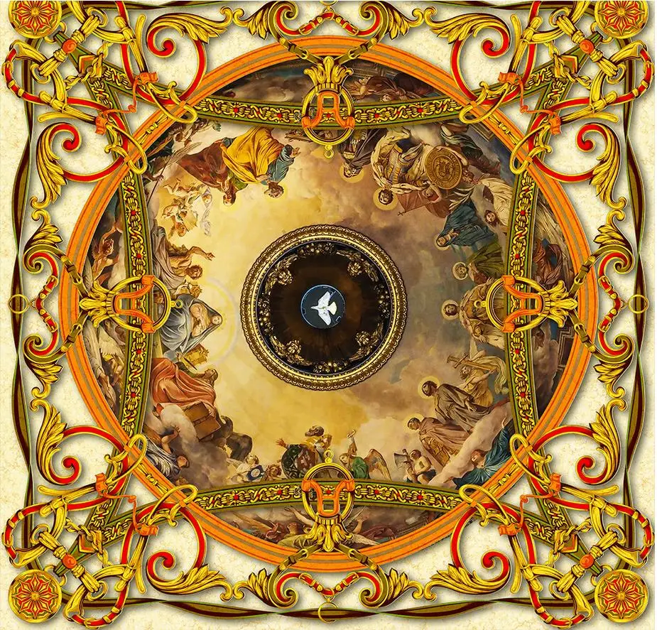 

Dimensional relief pattern ceiling frescoes Custom 3d mural wallpaper ceiling Home Decoration