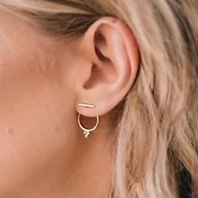 Минималистский Круглый Круг три точки серьги гвоздики для женщин золотой цвет геометрический Т Бар серьги Модный пирсинг друг ювелирные изделия