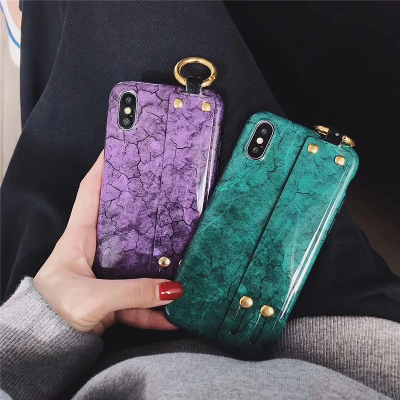 

3D Luxury metal marble wrist bracket with ring phone case for iphone X XS MAX XR 7 8 6 6S plus Fashion soft silicone cover coque
