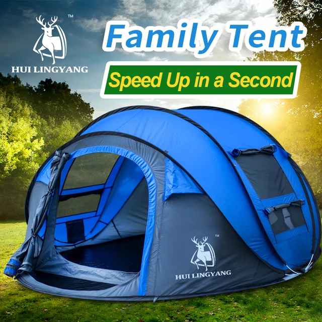 HUILINGYANG camping tent Large space3-4persons automatic speed open throwing pop up windproof camping family tent 6