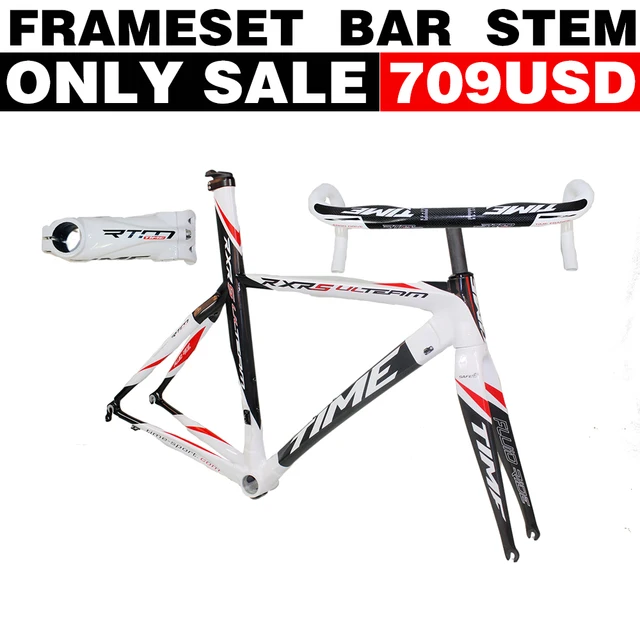 Cheap Free shipping TIME RXRS Ulteam Carbon Road frames carbon fiber bicycle frame road race bike frame 3k BB30 frame handlebar stem