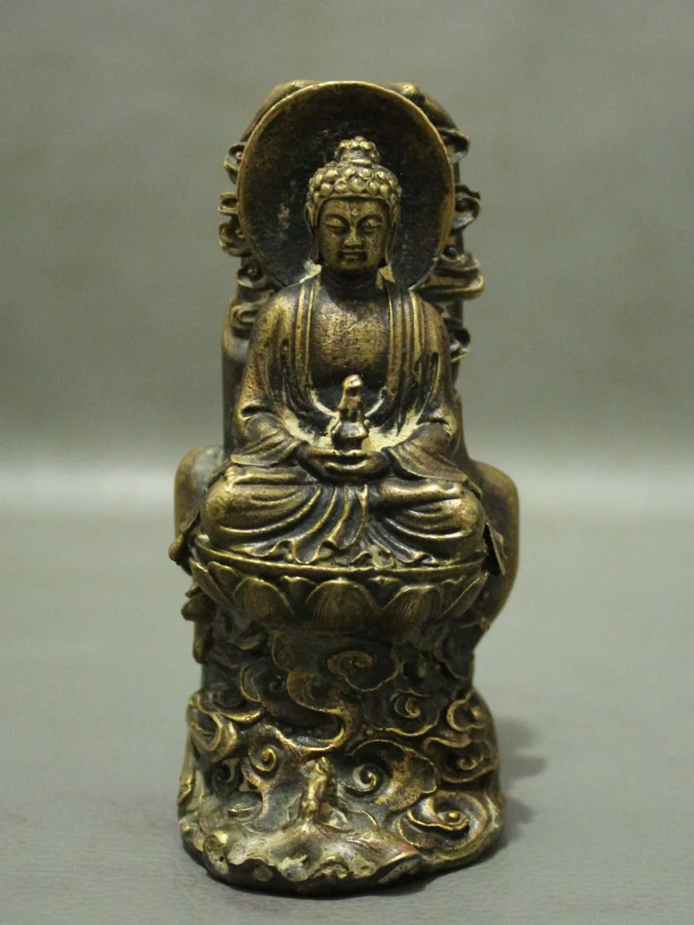 

Folk Tibet Bronze Buddhist Shakyamuni Sakyamuni Tathagata Pagoda Buddha Statue