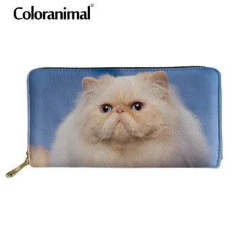 

Coloranimal Long Women's Wallets Cute 3D Persian Cat Pattern Luxury Design Card Holder/Cash Money Bag Daily Leather Pocket Purse