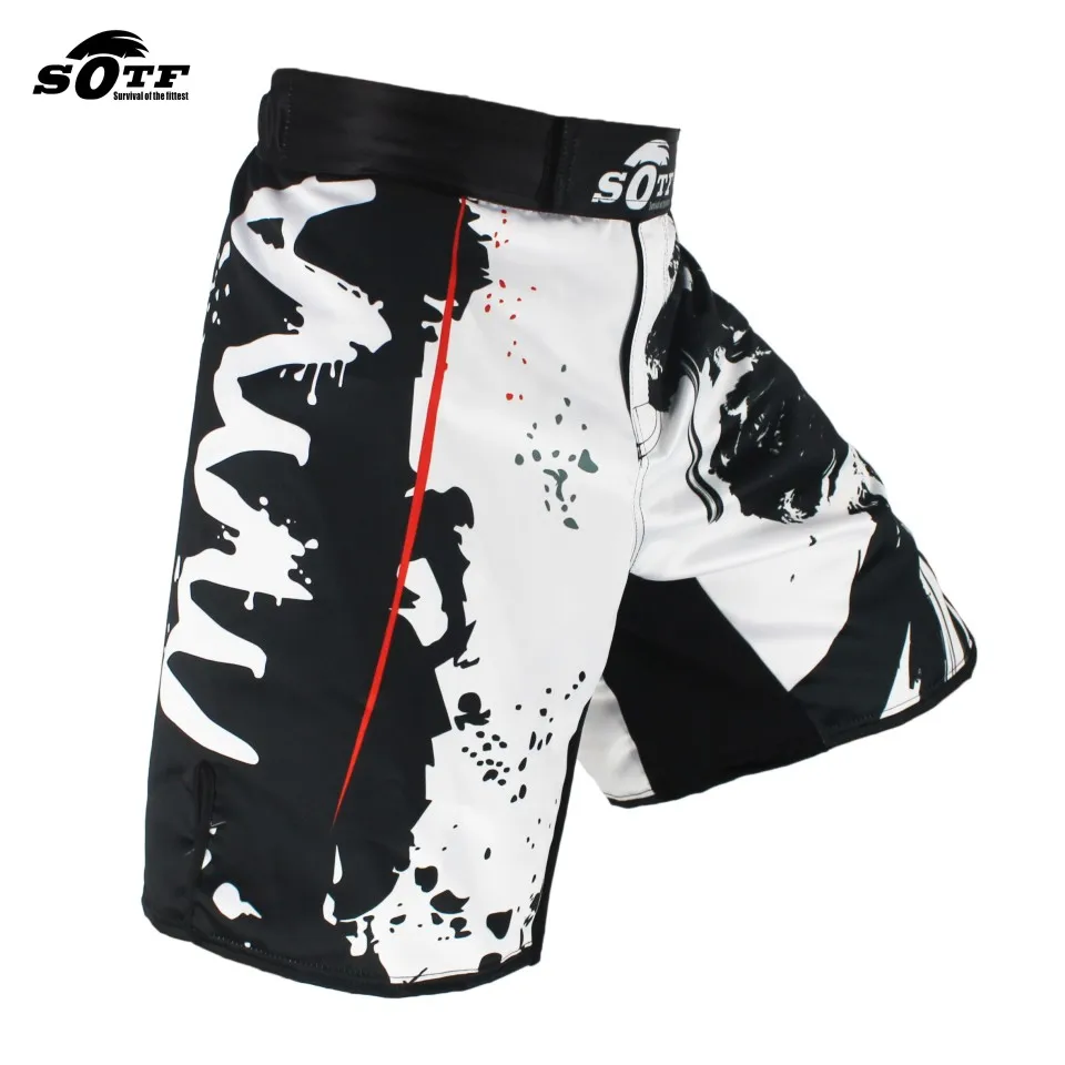 Online SOTF Black Elastic waist Bushido Fitness fierce ninja combat sport shorts Tiger Muay Thai mma shorts boxing clothing thai boxing
