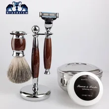 GrandSlam, Мужской подарочный набор для бритья, безопасная бритва, 3 слоя лезвия, чистый барсук, щетка для бритья, подставка для бритвы, держатель для крема, мыльница