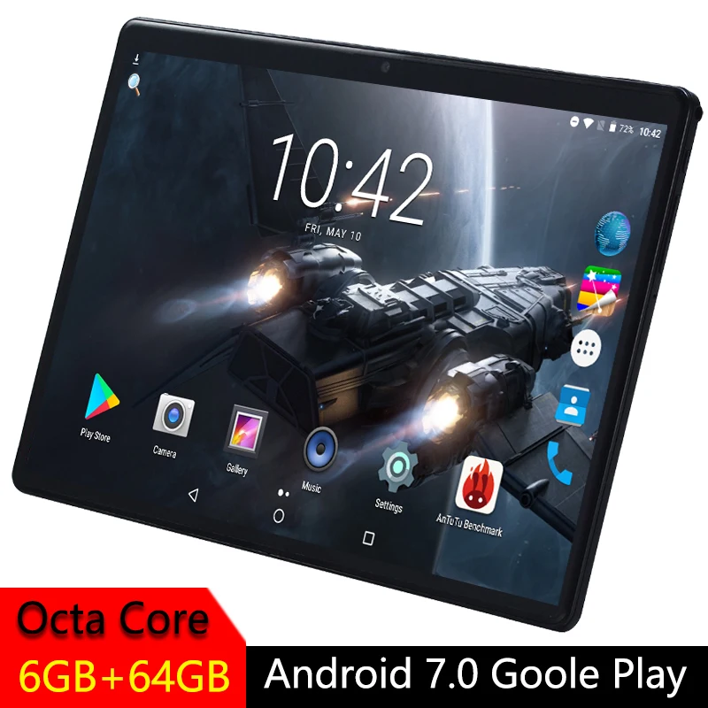 

10 inch Tablet PC 2.5D Tempered Glass IPS Android 7.0 Octa Core Phone Call Dual SIM Card WIFI GPS RAM 6GB ROM 32GB 64GB Tablet