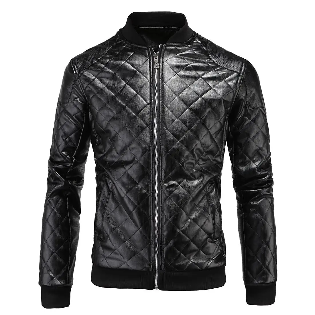 New 2017PU Leather Jacket Men Black Solid Mens Faux Fur Coats Trend Slim Fit Youth Motorcycle Suede Jacket Male