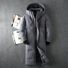 Горячая Распродажа, зимний пуховик для мужчин, 90% белый утиный пух, мужской удлиненный секционный Повседневный утепленный МОЛОДЕЖНЫЙ мужской пуховик с капюшоном