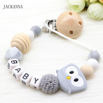 

DIY Owl Pacifier Clips Customzied Name Soother Clip Crochet Beads Eco-friendly Baby Pacifier Holder Chain Infant Attache Sucette