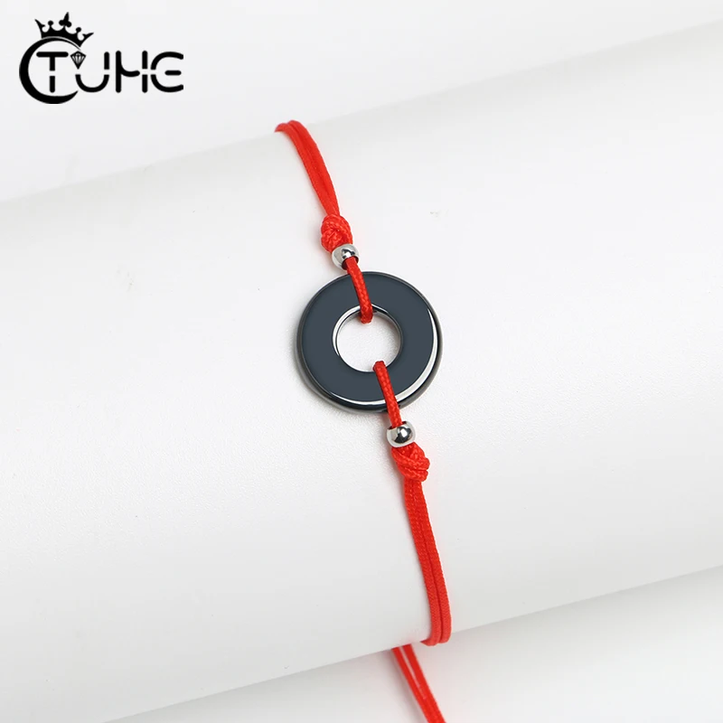

Handmade Tibetan Ceramic Lucky Rope Bracelet Bangles For Women Men Rope Thread Blue Black Bracelets Birthday Gift