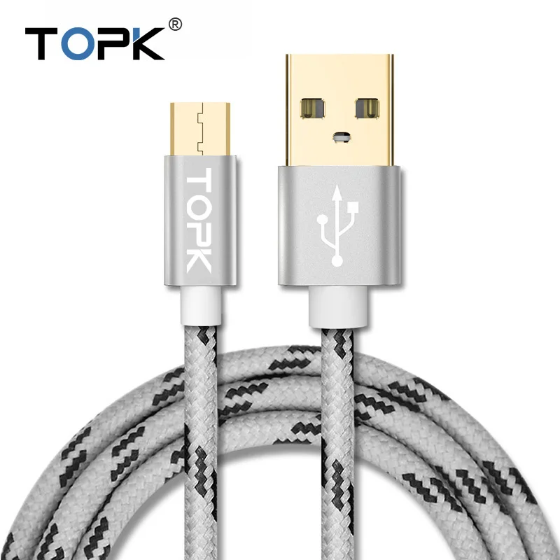 TOPK 5 Pack Cable Micro USB Ultra Durable y Cable de datos trenzado de Nylon del teléfono móvil cargador USB Cable para Samsung HTC Huawei