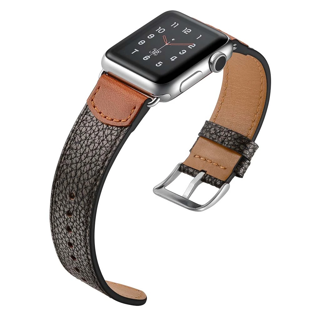 Ремешок ZLIMSN из натуральной кожи для наручных часов черный подходит Apple iwatch 42 мм 38