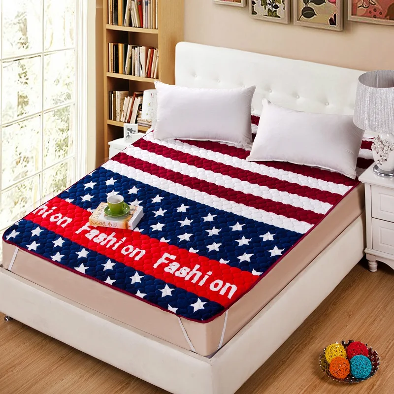 

Soft Flannel Bed Protection Pad Washable Mattress Cover Folding Winnter Bed Sheet Single Double Bed Mat for 0.9m-2m Bed Grey Red
