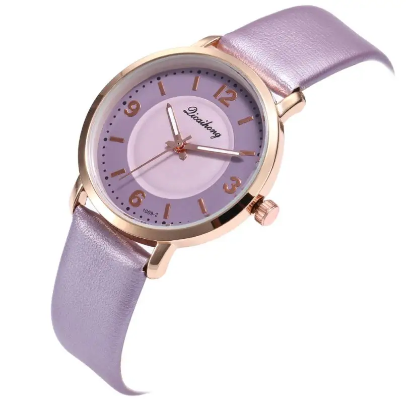 Purple Personality Simple Unique Watches Female Women Fashion Leather