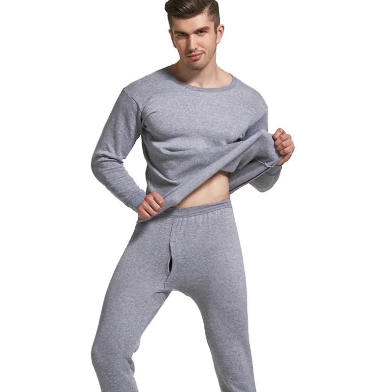 Czzlolo Winter Men Long Johns Thicken Mens Thermal Underwear Sets Plus Fluff Warm Long John O-Neck Thermal Undershirts Trousers