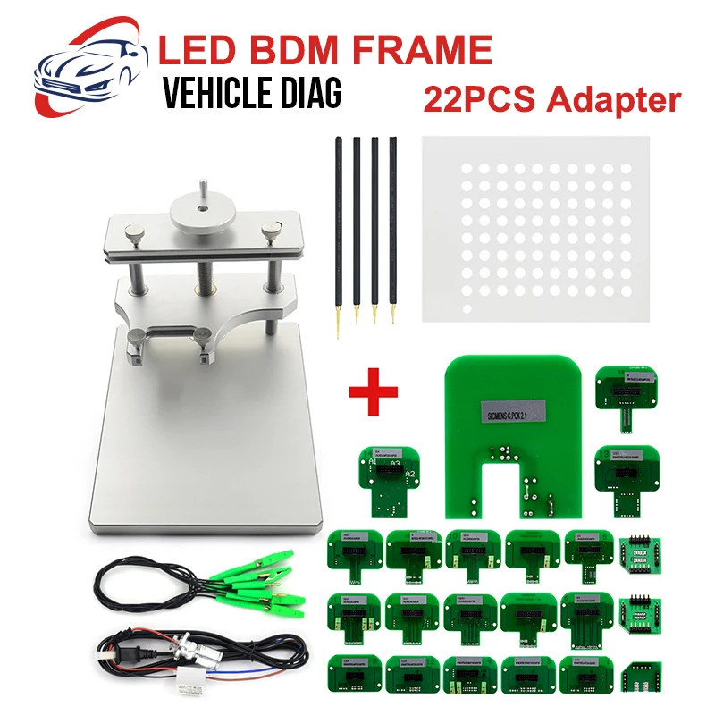 

BDM Frame with 22pcs BDM Adapters KTAG KESS KTM BDM Probe Adapters Full Set LED BDM Frame ECU Programmer RAMP Adapter Steel