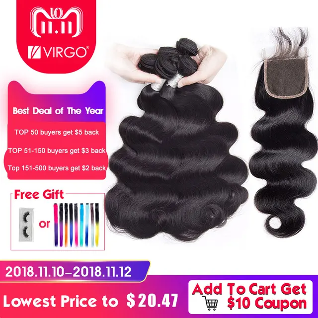 Special Offers Brazilian Body Wave 3 Bundles With Closure Human Hair Bundles With Lace Closure 4 Bundles/lot Virgo Hair 100% Remy Extensions Special Offers Brazilian Body Wave 3 Bundles With Closure Human Hair Bundles With Lace Closure 4 Bundles/lot Virgo Hair 100% Remy Extensions
