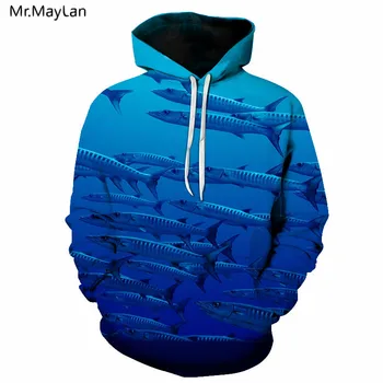 

New Fish Sweatshirts Men Hoodies Anime Tracksuit 3D Print Leisure Pullover Streetwear Hoody Unisex Coat Autumn Hoodie Drop Ship