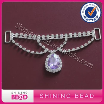 

Hot sale Fashion Silver Teardrop Clear Crystals Rhinestones Bikini Connectors Buckle Chain Swimwear Accessories