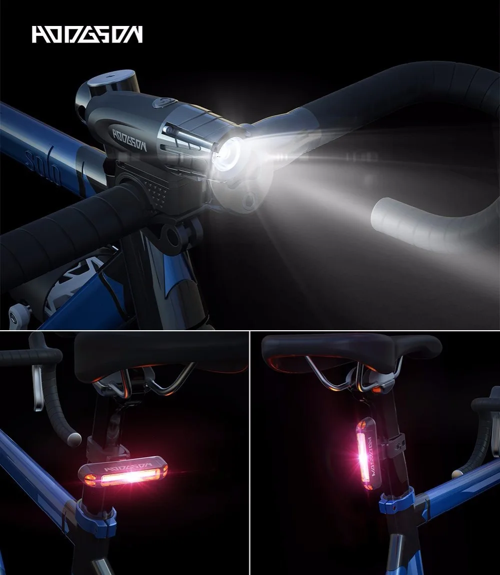 HODGSON USB Rechargeable Bike Light LED Waterproof Front Light 
