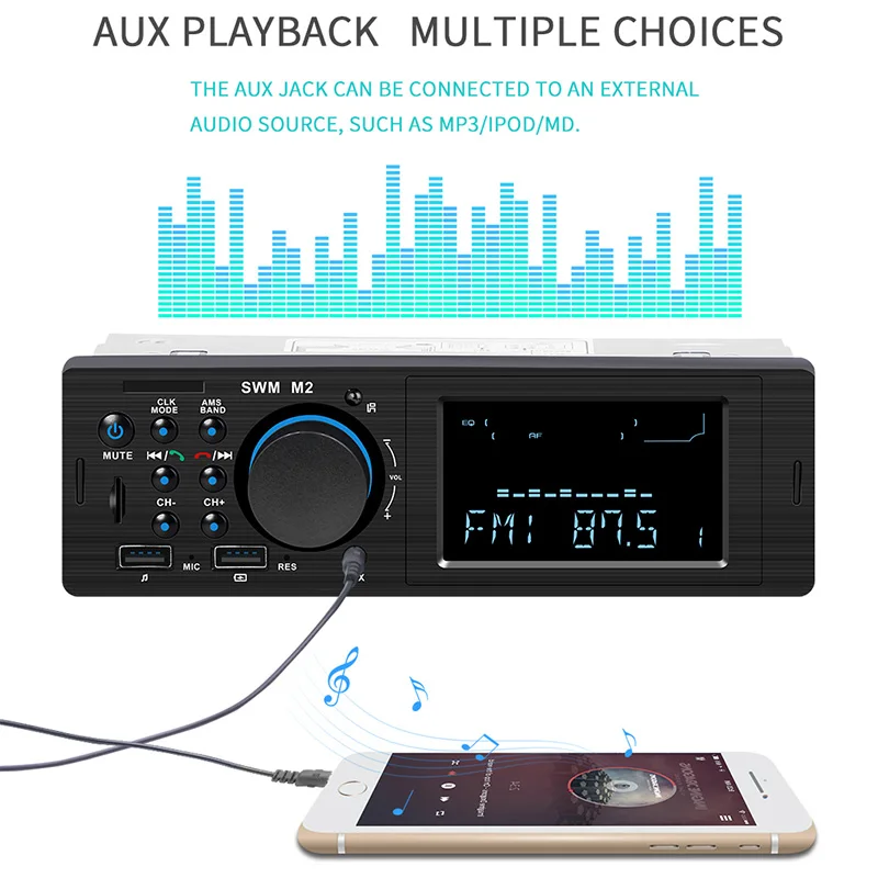 Автомобильный стерео MP3 музыкальный плеер FM Bluetooth автомобильное радио TF AUX Dual USB
