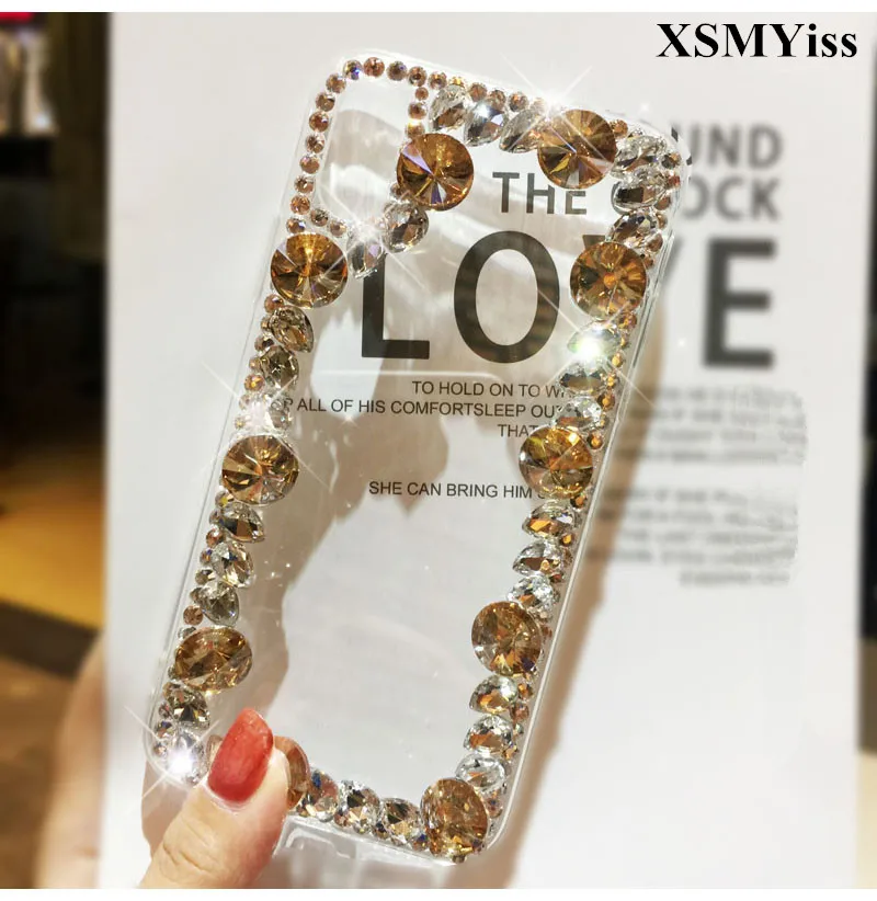 

XSMYiss Bling Rhinestone Diamond Clear Phone Case For Huawei Honor 8 9 10 20 Lite V10 V20 7X 8X Nova2 3 4 5 Phone Cover Cases