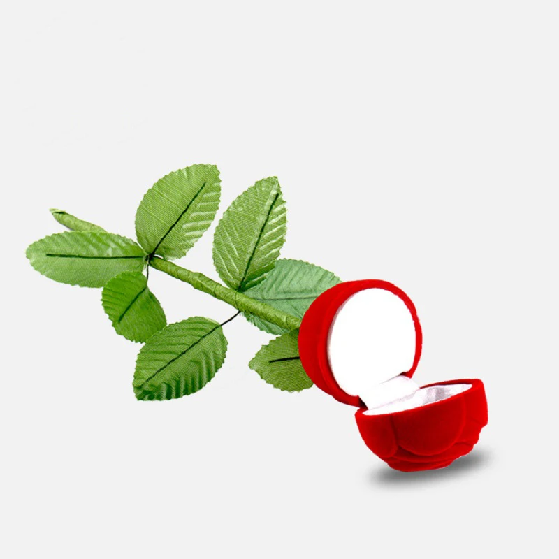 

Rose to Ring Box - Magic Tricks/ Presentation Box/Elegant & Stylish Red Rose Shaped with Green Leaves