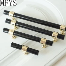 

3.75" 5" 6.3" Drawer Handle Acrylic Black Gold Dresser Pulls Kitchen Cabinet Door Handle Pull Knob Hardware 96 128 160mm