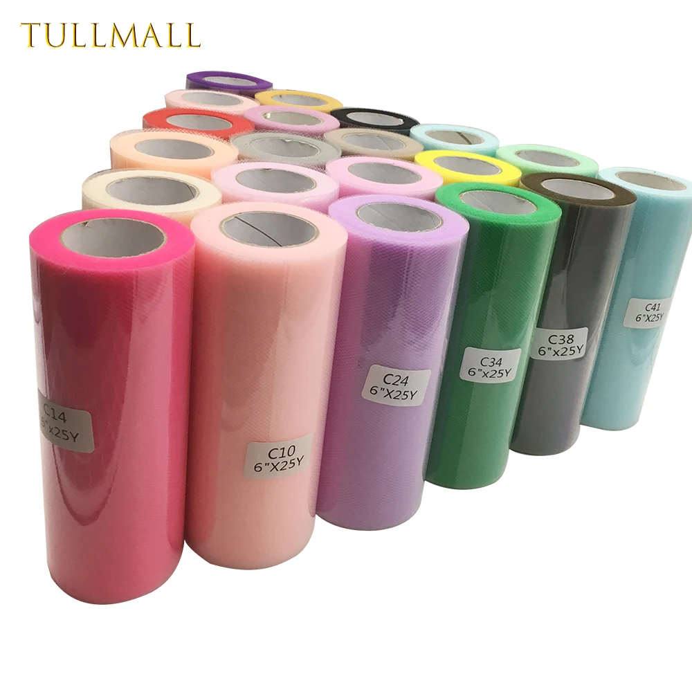 TULLMALL 25 ярдов 15 см Тюль рулоны Свадебные украшения ткань катушка платье пачка DIY