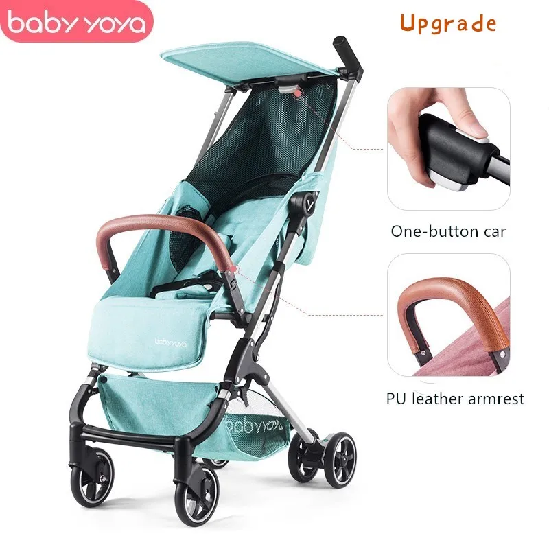 Babyyoya, складная, 4,8 кг, ультра-светильник, детская коляска, алюминиевый материал, может сидеть и лежать, может быть на самолете, зонтик - Цвет: Silver frame blue