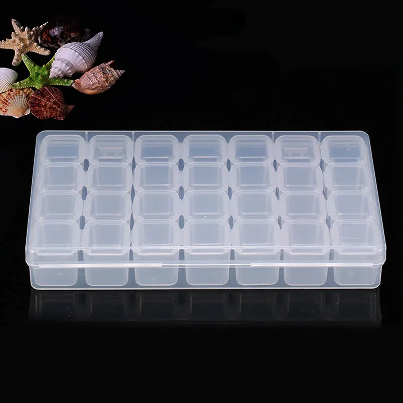 28 Slots Plastic Detachable Storage Box Nail Art Tools Transparent Case
