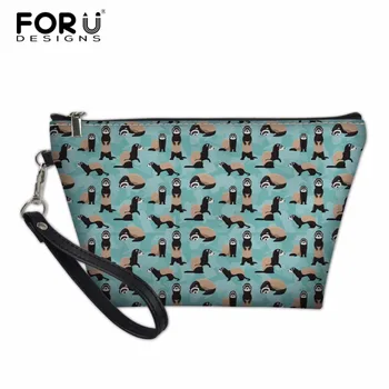 

FORUDESIGNS Blue Ferrets Portable Make up Women Makeup Organizer Bag Girls Cosmetic Bag Toiletry Travel Kit Storage bag Hand bag