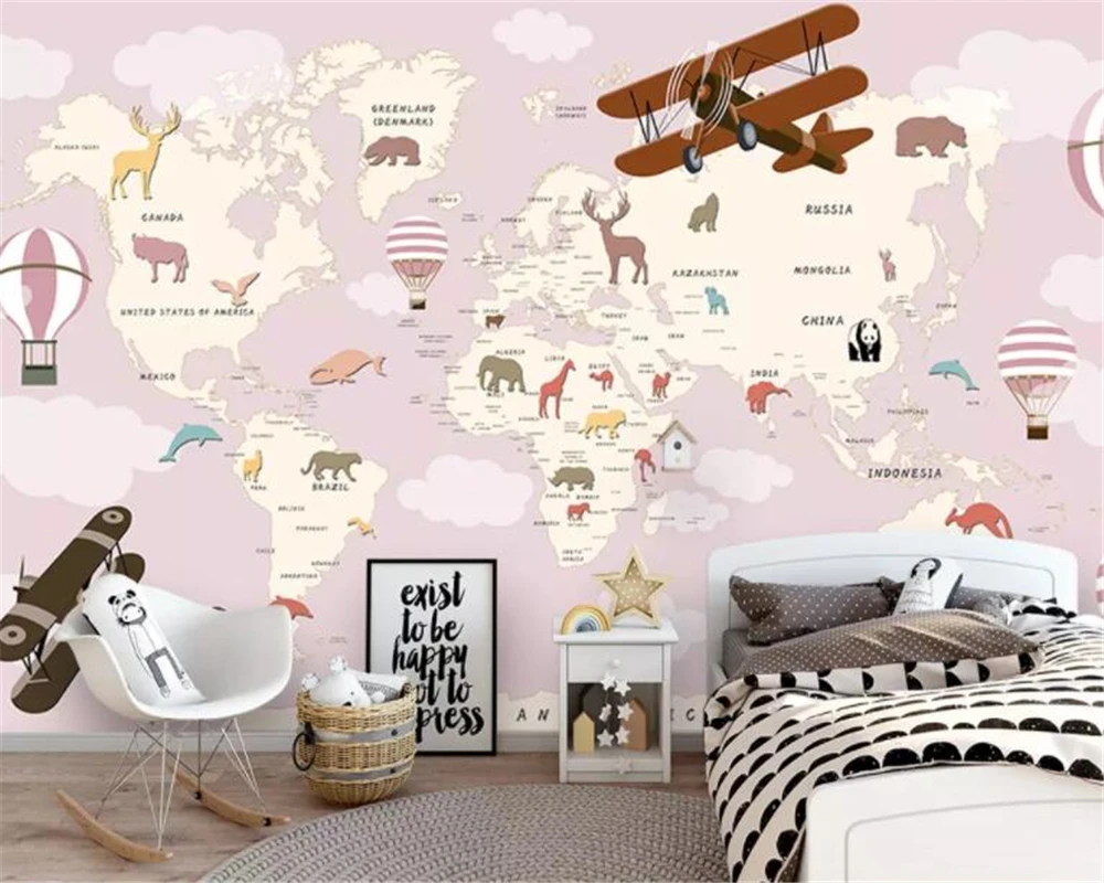 Beibehang Custom Large Cartoon Map Mural Wallpaper Modern Hot Air Balloon Plane Cartoon Map Animal World 3d Wallpaper Tapeten Buy At The Price Of 8 85 In Aliexpress Com Imall Com