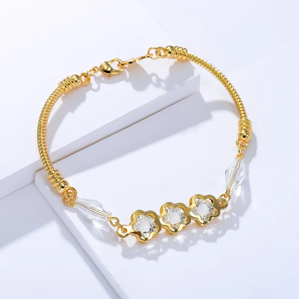 

QGGLE Link Chain Bracelet & Bangle Gold Color Hollow Flower Women
