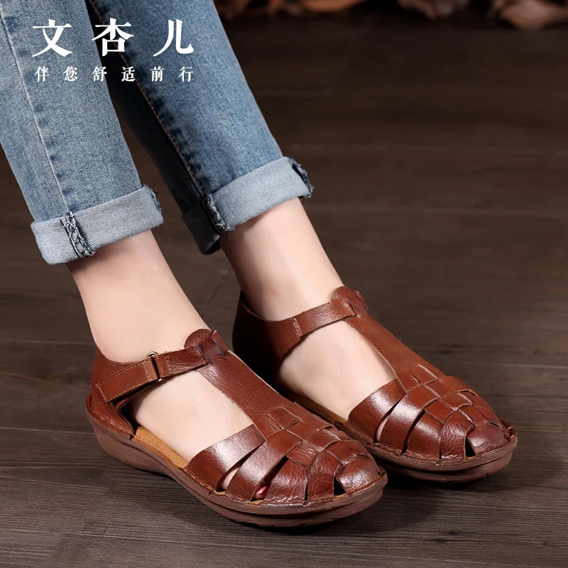 Al Viento Mayor Chart Mujer Nueva Sandalias A Mano Zapatos Cuero Renacimiento Por Goosen Tejido See 2017 Marca De PAOFZ