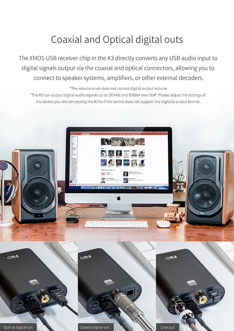 Горячая новинка FiiO K3 портативный усилитель для наушников DSD USB DAC для ПК Поддержка коаксиальный/оптический/2,5 баланс usb type-C