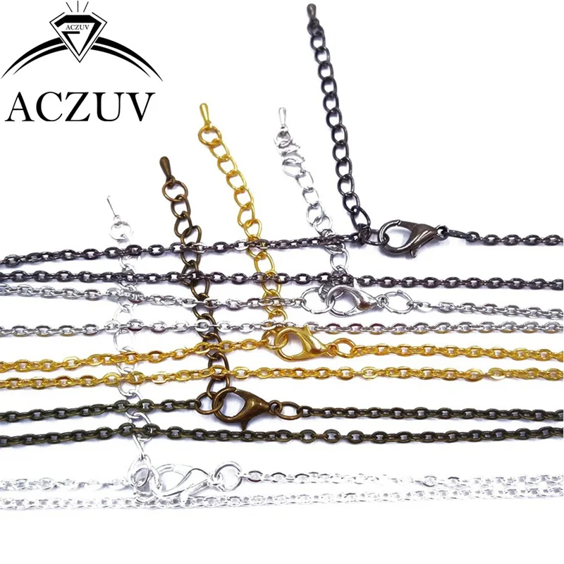 

120piece 3mm Flat Cable Link Chain Necklace with Lobster Clasp Extender Findings 40cm-45cm-50cm-55cm-60cm-65cm-70cm-75cm-80cm