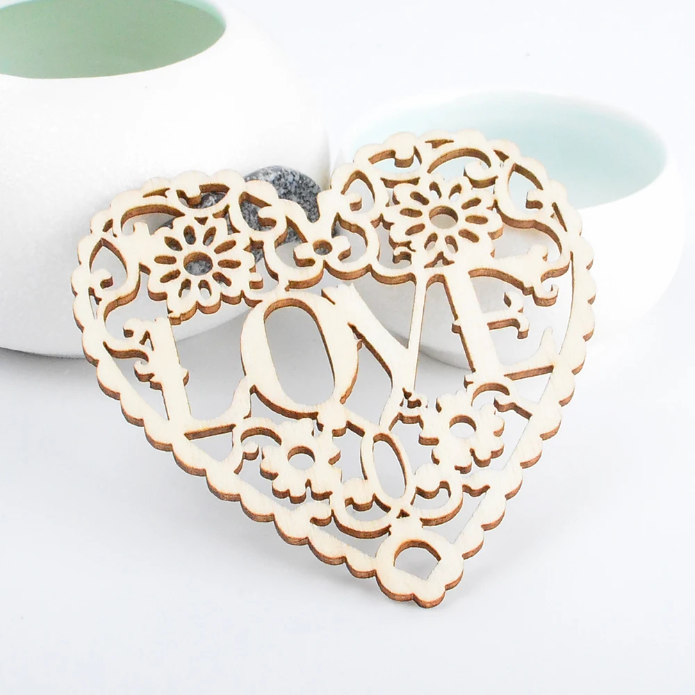 

Modern DIY 10pcs Laser Cut Decorative Heart Unfinished Wooden Shapes Craft Embellishments Wood Craft Home Decor