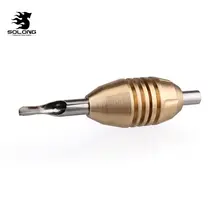 Solong татуировки аксессуары 1 шт. Медь латуни татуировки Self-фиксирующие рукоятки трубки с фокусным расстоянием 25 мм для катушки/Ротари Машина татуировки G303