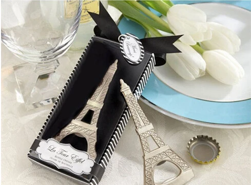 Best 200pcs Free Shipping Creative novelty home party items The Eiffel Tower bottle opener wedding favors,gift box packaging #FH34