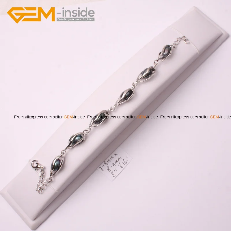 

Gem-inside 7-8mmx8-9mm Freshwater Pearl Bracelet Trinket White Pink Black Purple Pearl Bracelets For Women Adjustable Size