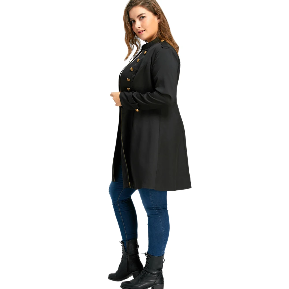Couleur Wear Lady Green Manteaux purple wine Work Fusée Taille Femmes Noir Red La Office army Belle Black Double Outwear Tranchée Manteau Boutonnage Plus ZCOn0nwq