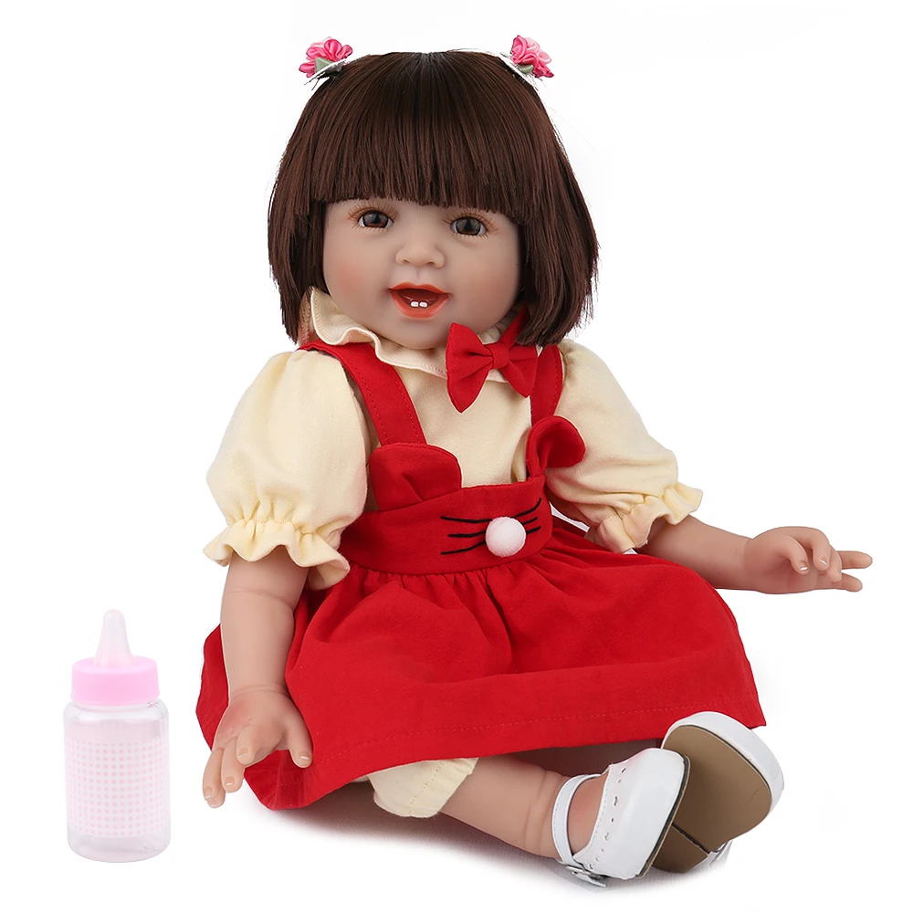 NPKDOLL 22 дюйма Reborn Doll силиконовое тело 55 см красная одежда для девочек милые игрушки