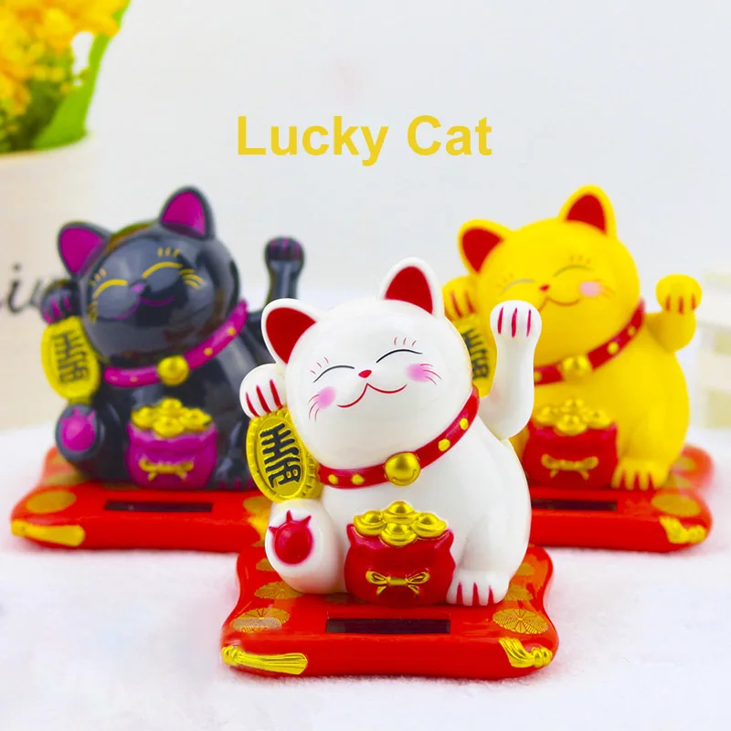 

Figurines Miniatures Wealth Shaking Hands Lucky Cat Car Waving Cat Oranment Micro Fairy Garden Birthday Gift Fortune Crafts