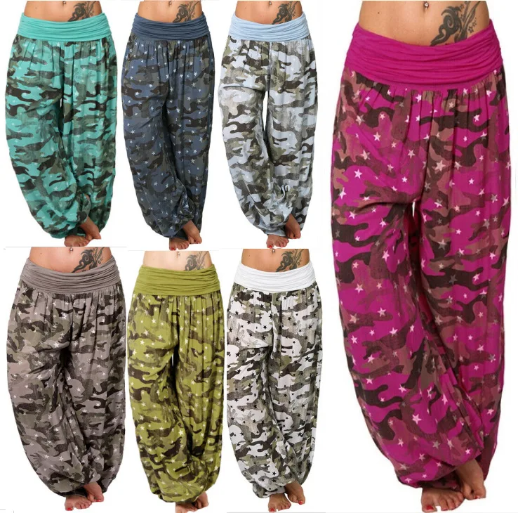 

Women's Loose Long Pants 2019 Camo Camouflage Casual Pajama Pants 2019 High Waist Palazzo Lounge Pants Wide Leg S-5XL Plus Size