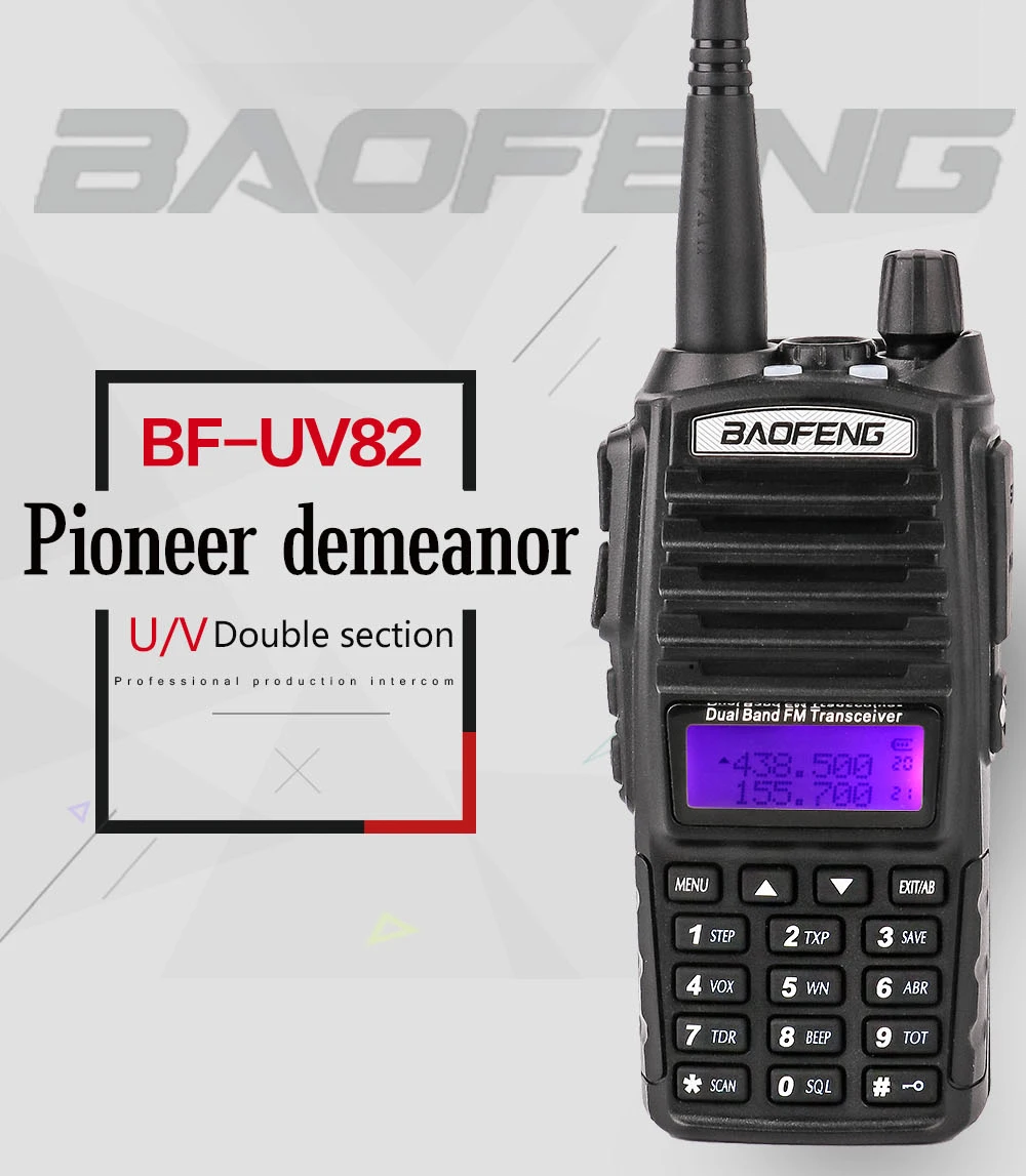 Профессиональный двухдиапазонный vhf uhf рация 10 км PTT Vox для портативной CB радиостанции Handy Radio uv82 baofeng UV-82 handphone